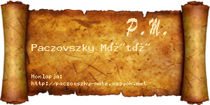 Paczovszky Máté névjegykártya